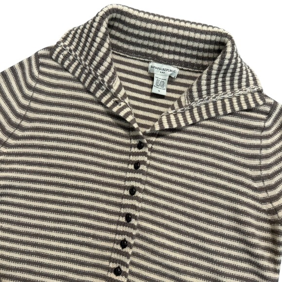 Banana Republic Sweaters - Banana Republic Wool Angora Striped Knit Button Sweater Shawl Collar Size M‎